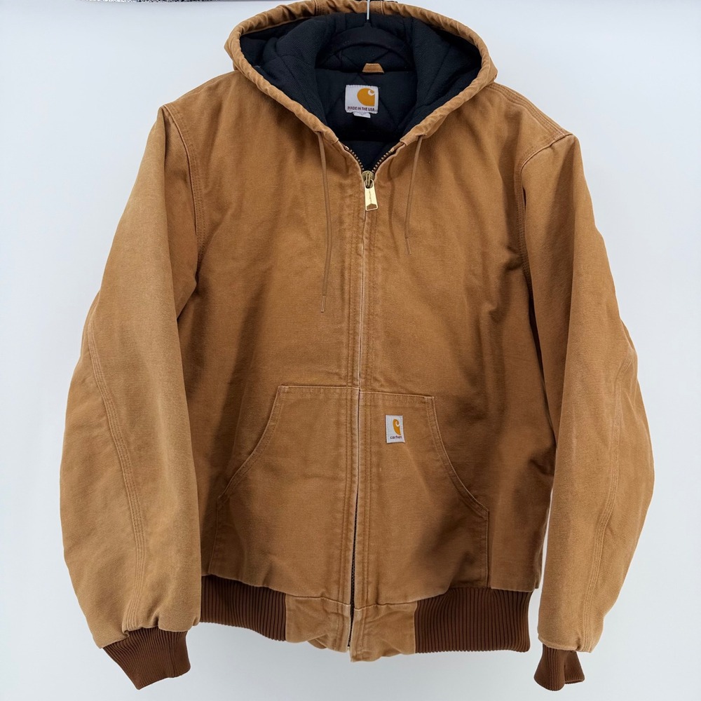 Carhartt J140 BRN USA Union Made Active Jacket Brown‎ Duck Canvas Mens M